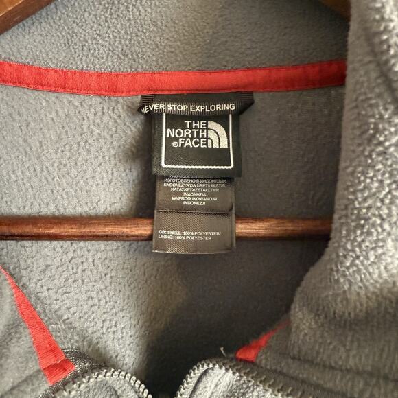 The North Face Gray Fleece Jacket Men’s XL Full Zip Red Logo - Picture 9 of 9
